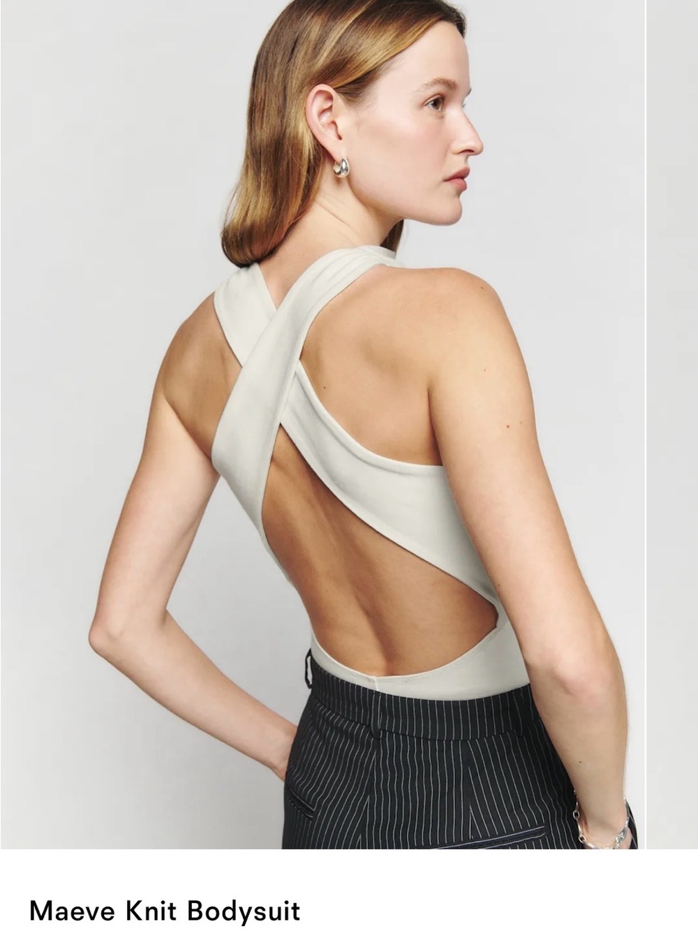 Reformation Maeve Knit Bodysuit Ivory - Size XL